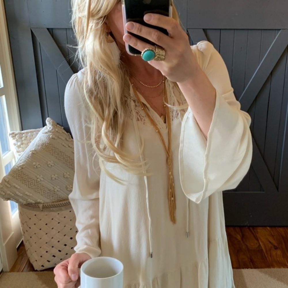 Boho Ethereal Lace Long Sleeve Tunic Dress - Picture 5 of 6